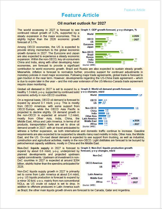 ОПЕК прогнозирует умеренный рост мирового спроса на нефть к 2027 году